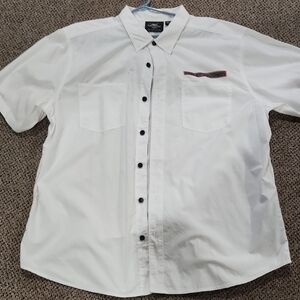 White Short Sleeve Button-Up Shirt